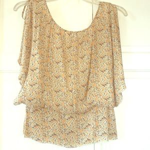 NWT draped top silk butterfly blouse size S